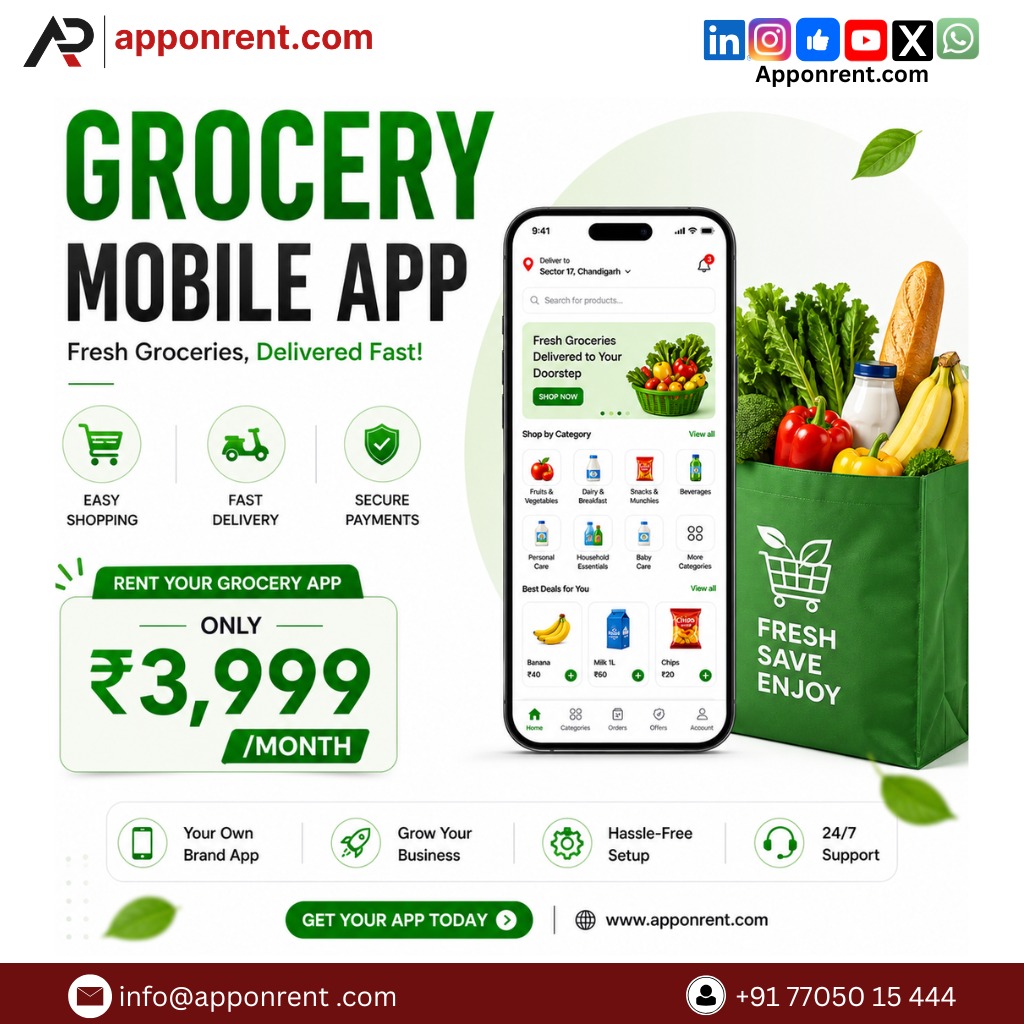 Apponrent3999's tweet image. Take your Grocery business online and reach more customers with your own mobile app 🛒📱 

Get a fully functional app on rent at just ₹3,999/month and start growing your business today 🚀

#GroceryBusiness #MobileApp #StartupIndia #DigitalIndia #BusinessGrowth