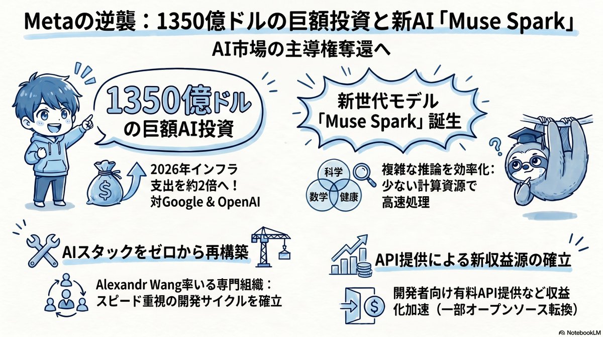 Metaが2026年のAI設備投資に最大1350億ドル（約20兆円）を注ぎ込む