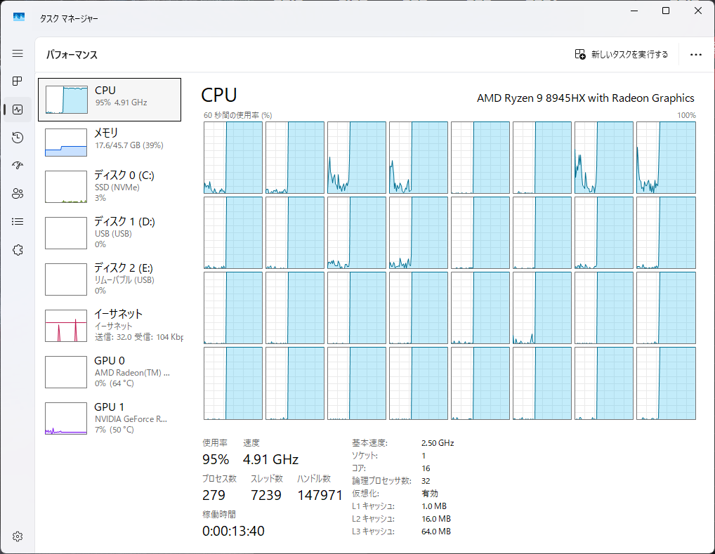 サブPC組み替えてみた CPU：Ryzen 9 3900X→Ryzen 9 8945HX Mem：DDR4