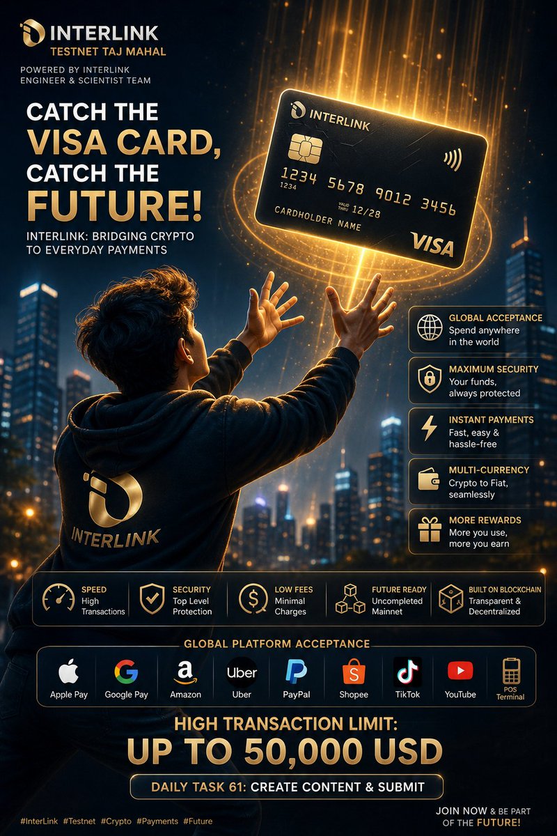 SaladulaC's tweet image. Catch the card. Catch the future 💳✨
InterLink is bridging crypto with real-world payments — fast, secure, global 🚀

#InterLink #Crypto #Payments #Future