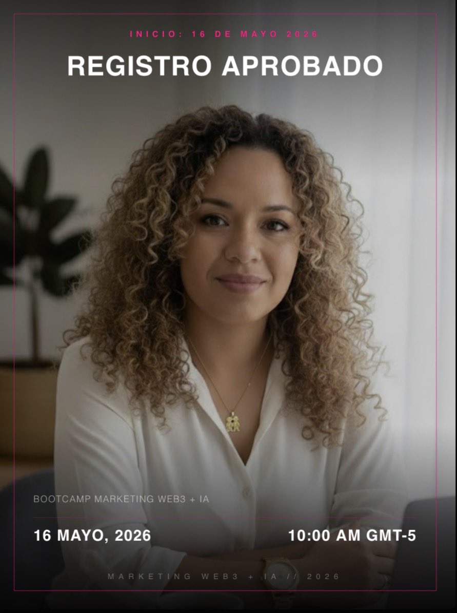 YsmenaRemicio's tweet image. ¡Registro aprobado! 🎟️ Me sumo al Bootcamp de Marketing Web3 + IA de @marketersweb3 para este 2026. 🚀
Listo para profundizar en el ecosistema y conectar con otros builders. La IA y la Web3 no son el futuro, son el ahora. 🌐🧠
See you on chain! ⛓️✨
#Web3 #AI #Marketing