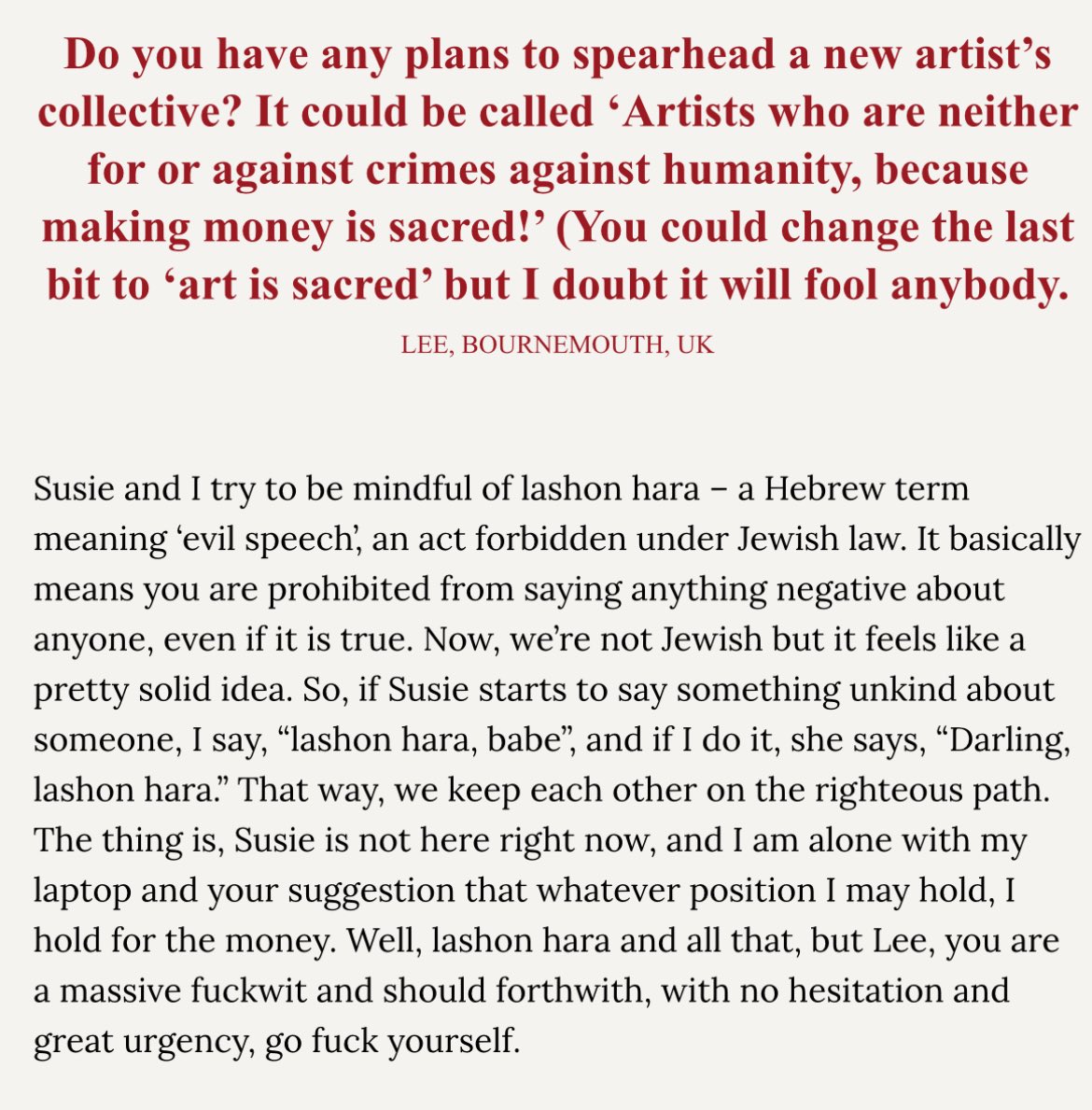 KatyaSedgwick's tweet photo. Nick Cave is one of the smartest living rock-n-rollers. Check this out👇🏻 https://t.co/FwvXvcTW7P
