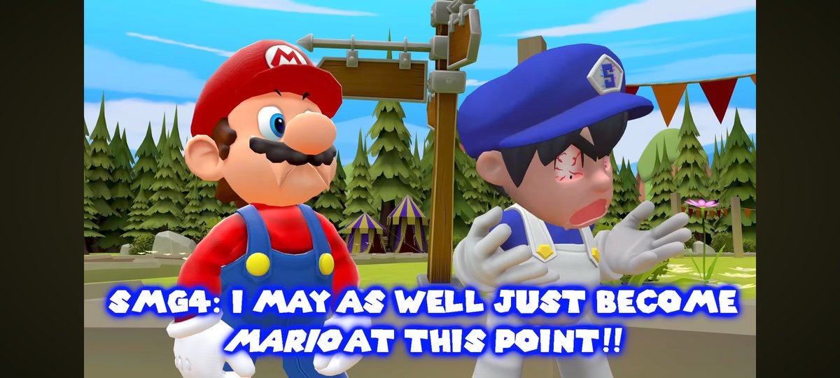 MemebombPosts's tweet photo. I honestly love how SMG3 being dressed up as Peach (and other things but shhh) instantly made SMG4 conclude he should be Mario at that point..... wanna go...... save your princess, 4.....? https://t.co/p6jZmVOWDg