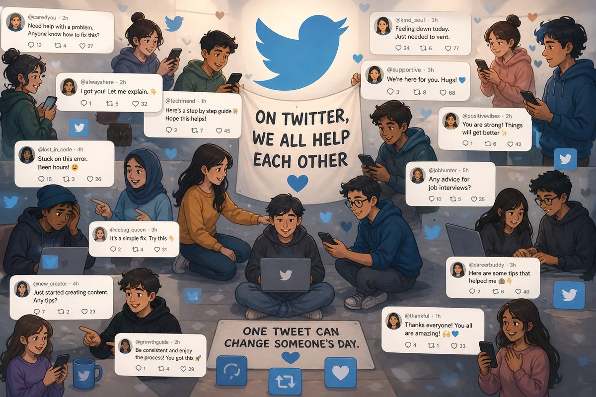 On X, strangers become support together 🤝
A simple reply can change someone’s whole day 💙
We rise by lifting each other, one tweet at a time
Kindness spreads faster than anything else here ✨
Together, we make this space better every day