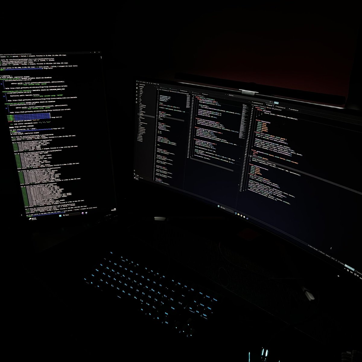 0xkiko_'s tweet photo. Wrote swapExactTokensForTokens today..  the heart of any AMM

One function..
So many ways to get it wrong..
Took way longer than it should have..

Nearly quit 🤣
But.. 
Tests pass🤟

Day 1/90 https://t.co/nv1Sc2QdH5