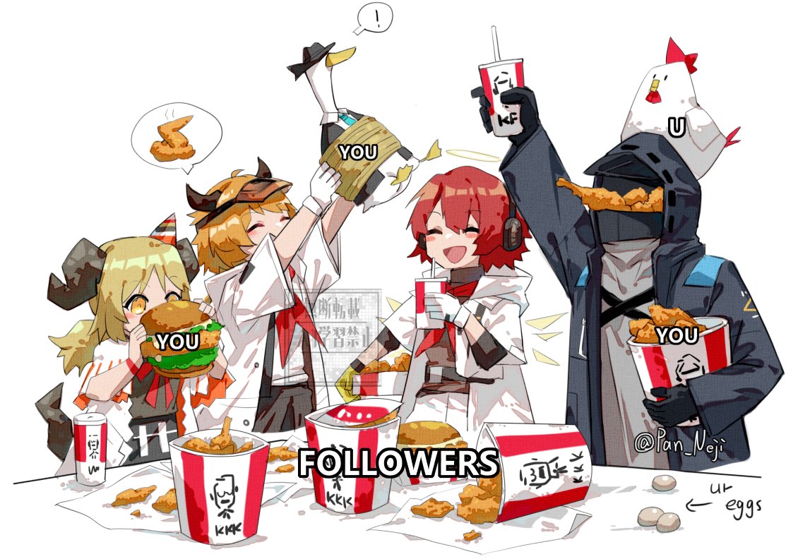 Pan_Neji's tweet image. うちのFOLLOWERはこういうもので、みんな美味しいフライドチキンなので絶対に食べられるのを待ってるんだよねぇ？
#アークナイツ #Arknights