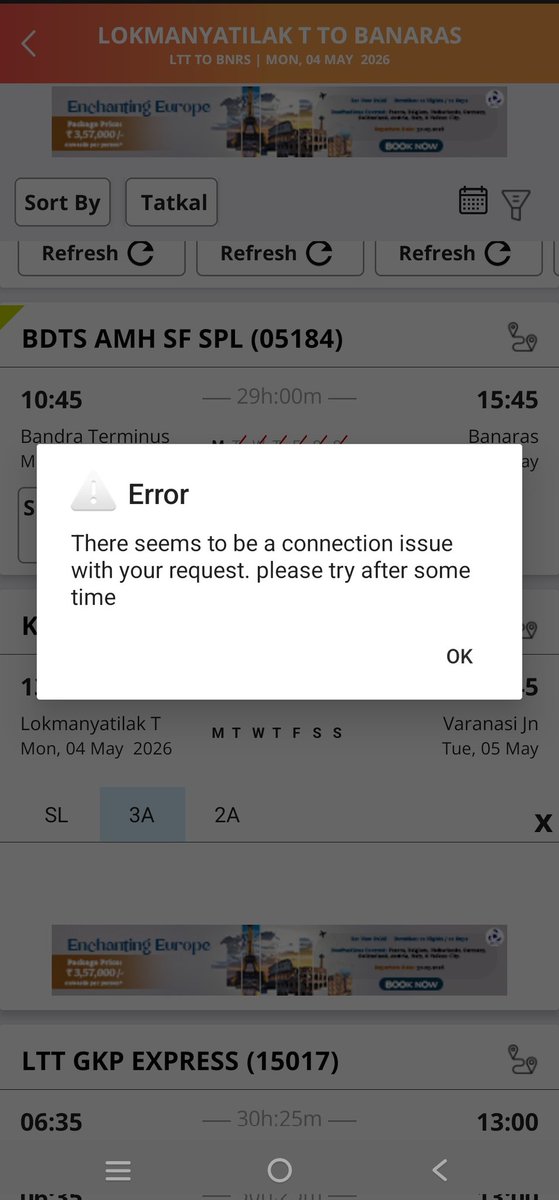 Extremely disgusting, shameful with <a href="/IndianRailUsers/">Bharatiya Rail Yatri</a> <a href="/RailMinIndia/">Ministry of Railways</a> everytime u go to book tatkal this happens and in one minute all ticket goes away 
What to do ? 

<a href="/AshwiniVaishnaw/">Ashwini Vaishnaw</a> kuch toh extreme steps lo aur solution nikalo