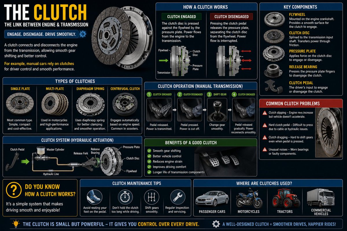 zayn12211's tweet image. Clutch System ⚙️
Smooth gear shifting!
#MechanicalEngineering #Cars