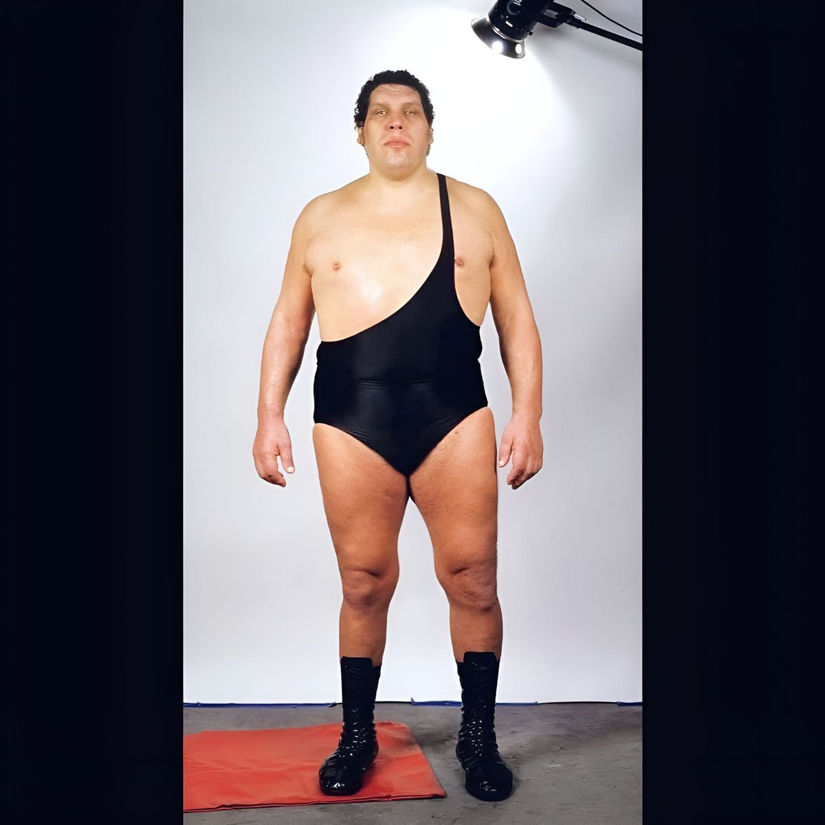 WWFWrestling1's tweet image. Photo capturing the late, great, Andre The Giant, during a WWF photo shoot in 1987. #WWF #WWE #AndretheGiant