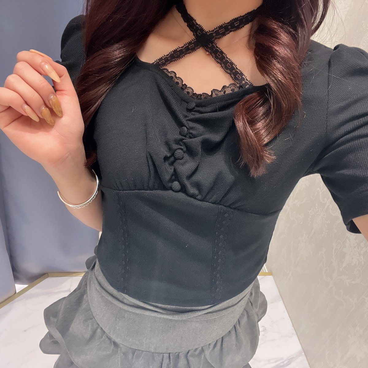 大阪店♡ New arrival? #レースクロス半袖リブTP price：¥4,900 color 