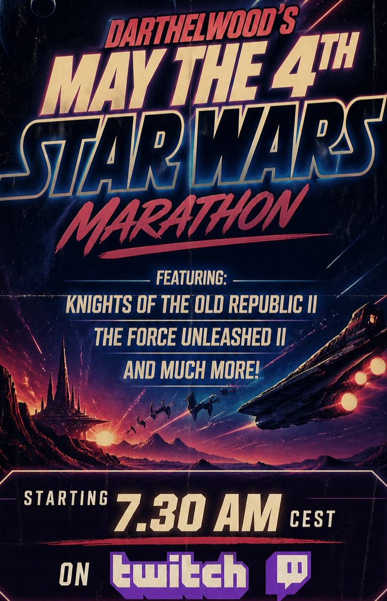 DarthElwood's tweet image. #streaming tomorrow on #twitch , MONDAY 7:30 AM CEST: #StarWars #maythe4th #Marathon playing #Kotor 2 and #Theforceunleashed 2! Countdown: timeanddate.com/countdown/gene… #giveaway #retro #twitchstreamer #smallstreamer #retrogaming #amiga #msdos