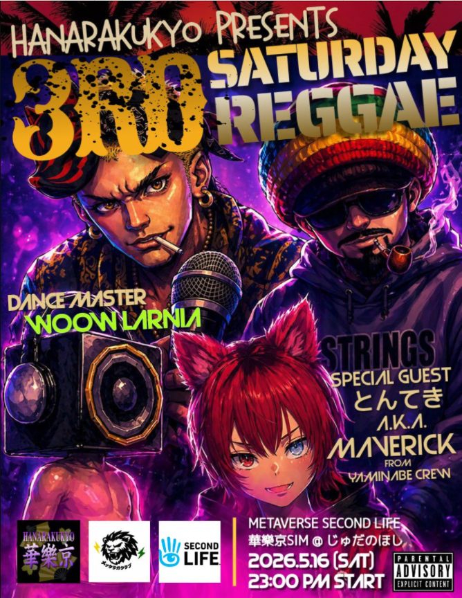 tabater45's tweet photo. 【3RD SATURDAY REGGAE PARTY】
5/16 23:00

Second Lion , METTA RAGGA CLUBの
ジュダ @SECONDLIONSOUND さん主催
レギュラーダンス初出演

🎤Special Guest
とんてきa.k.a.Maverick @yaminabe_001

DJ.たくちゃん @DJ420TAKU
Dance Master.Woow Lania @wwwo_owww 

inna di metaverse… we link up… https://t.co/kCTxyCncw9