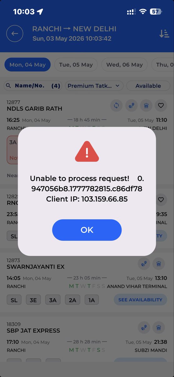 vednjha's tweet photo. @AshwiniVaishnaw ji @IRCTCofficial application work nahi karta hai tatkal ke time aur @RailMinIndia ka super one application aur flop show hai tatkal ke time. Baaten nahi kaam per de minister ji,practical karke dekho na hume @narendramodi ji bhashan nahi kaam chahiye railway main https://t.co/J1ZVPQH0Mj