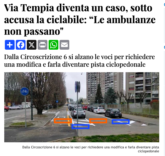 BiciAmici's tweet photo. L'autoambulanza non passa a causa delle *auto parcheggiate*, e -per ideologia- danno la colpa alla ciclabile...

https://t.co/wTs2tAwM75
#ciclabili #parcheggi #urbanistica #soccorso https://t.co/TByZvyIzY1