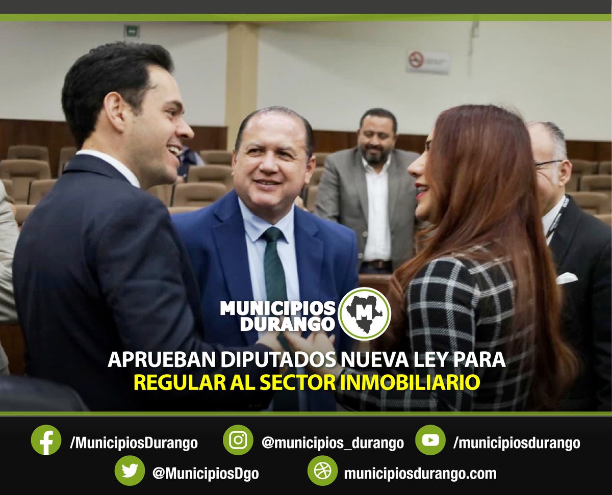 MunicipiosDgo's tweet image. #Congreso | Por unanimidad, el Congreso del Estado aprobó la creación de la Ley de Prestación de Servicios Inmobiliarios de Durango, con el objetivo de establecer reglas claras en el sector. #MunicipiosDurango