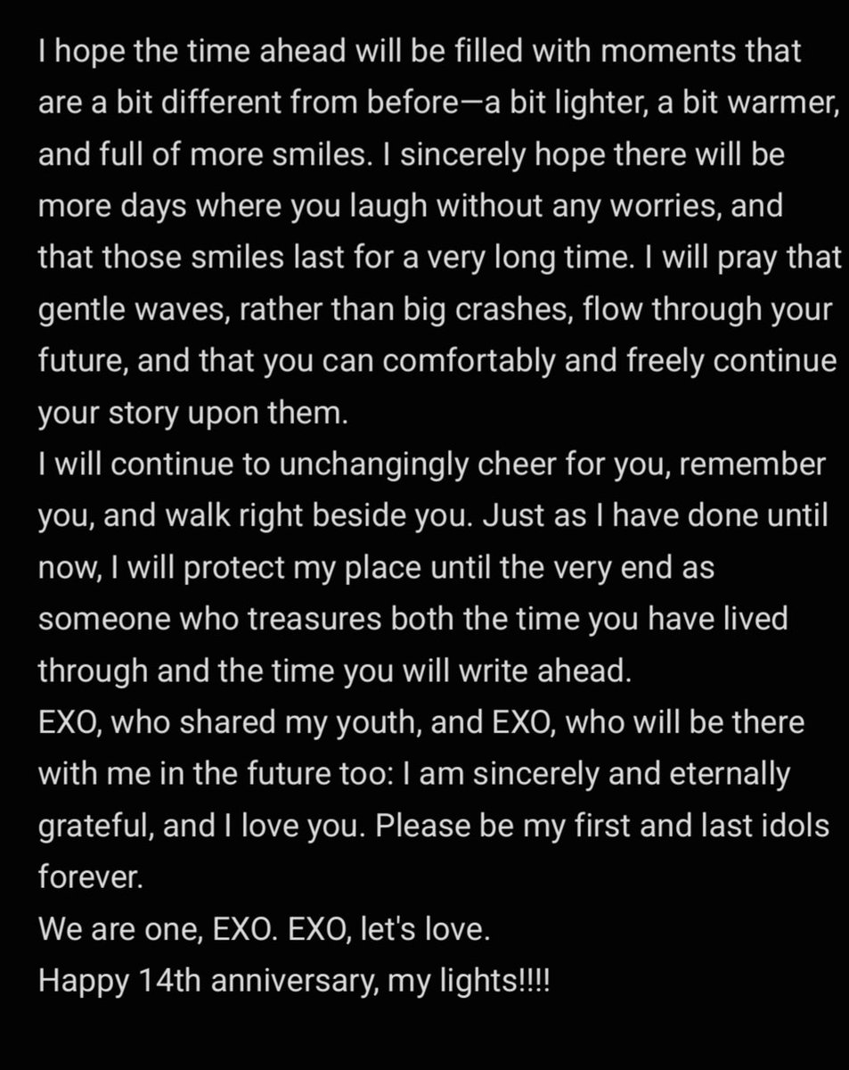 This is what the fan wrote in the comment Chanyeol replied to 🥺