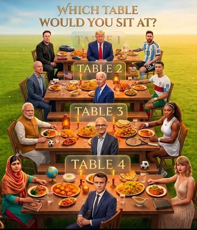 __aasim__'s tweet image. On which table, you would like to sit?

#Trump
#ElonMusk
#विश्वमेंशांति_भाईचारा_कैसेहो
#IranWar‌