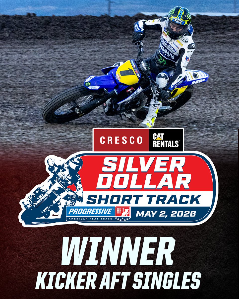 AmericanFlatTrk's tweet photo. Tom Drane gets his second win of the season in Chico! ๐
#SilverDollarST #CrescoCat #ProSport450 #flattrack https://t.co/9WFI2F5tey