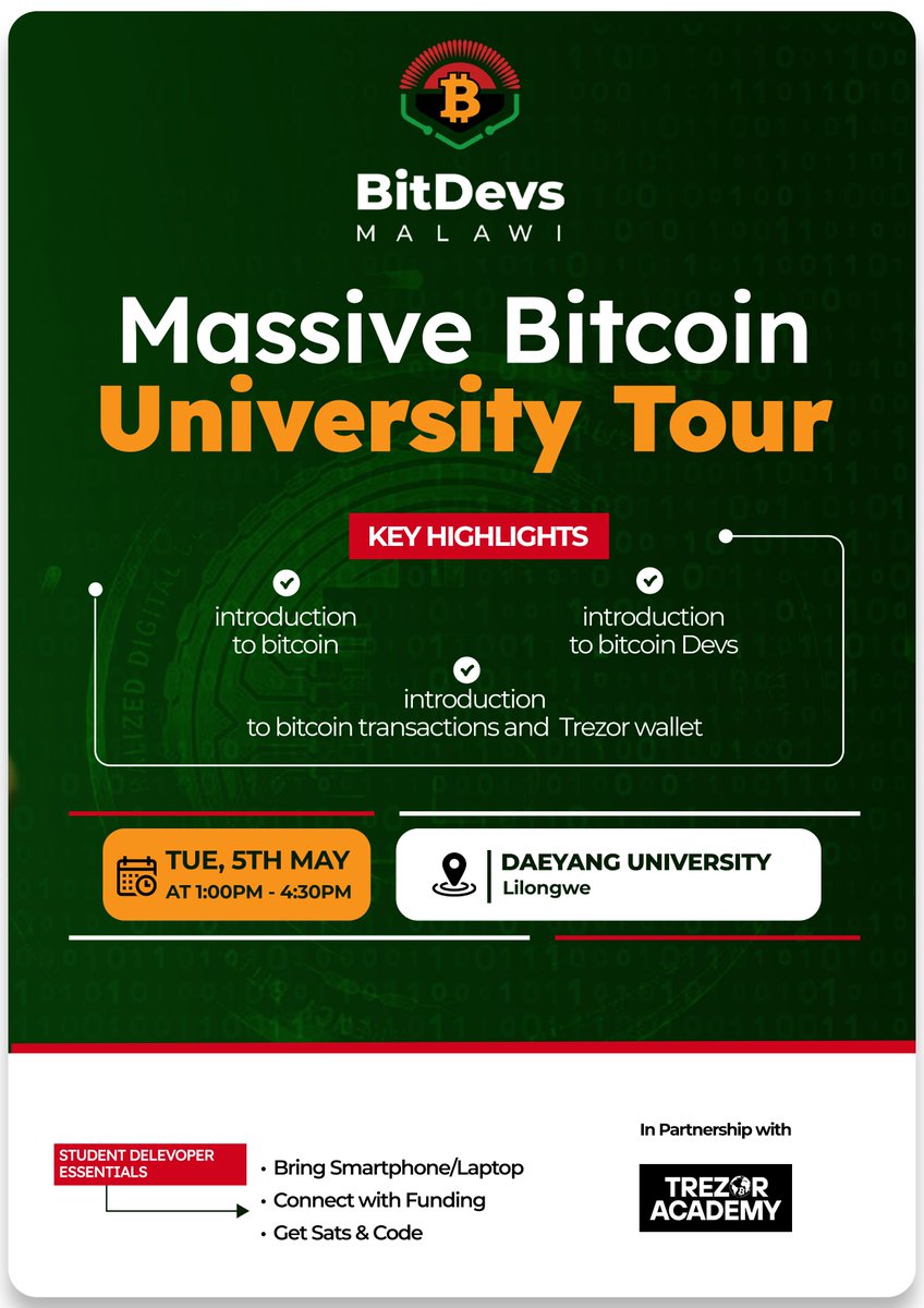 Bitdevs_Malawi's tweet photo. @TrezorAcademy @codaMW  @SylosC  @BitcoinBoma https://t.co/9k4fQuc9oB