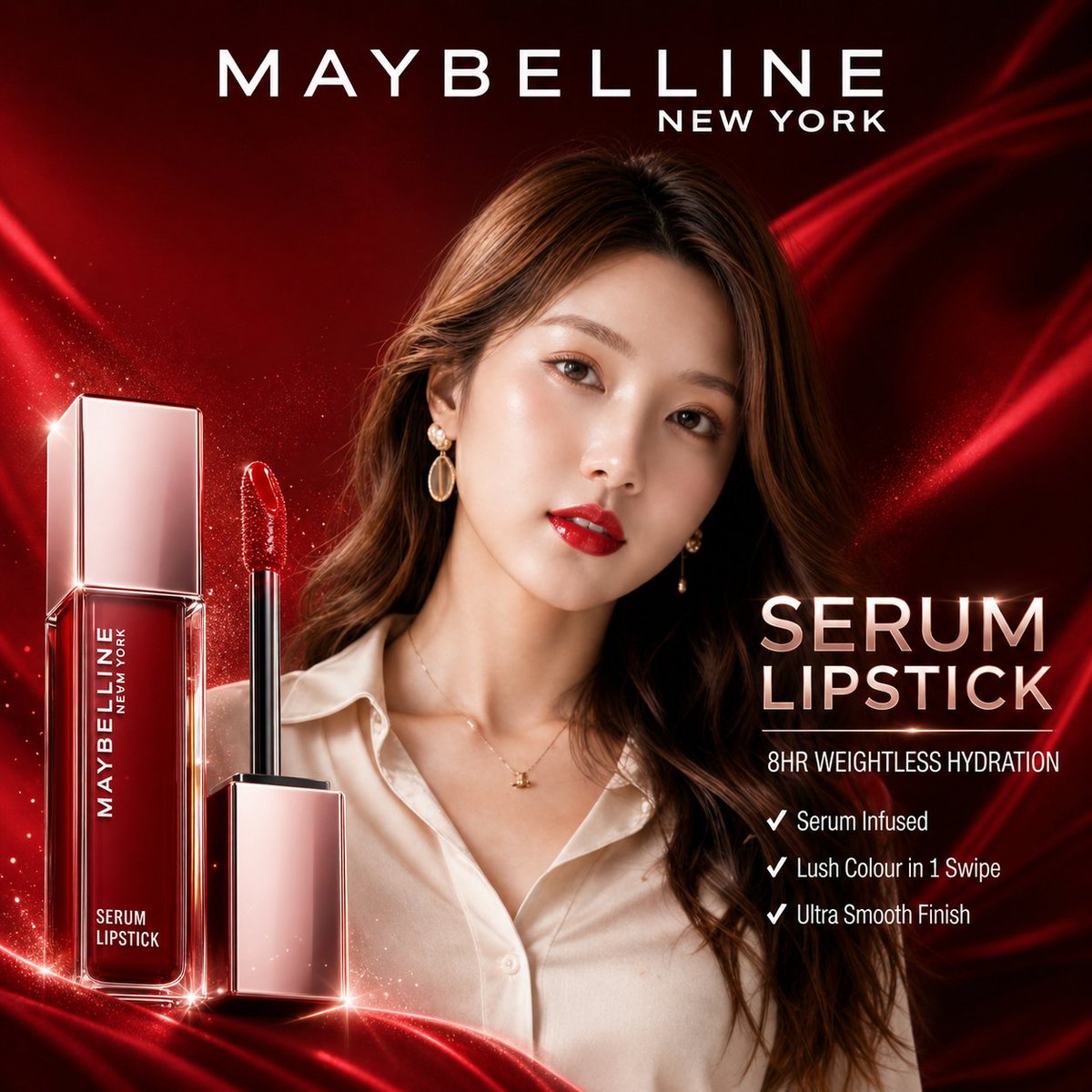 Maybelline Serum Lipstick Luxury Ad - PromptGather image 1