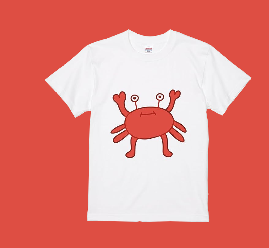 気色悪いカニの変なTシャツだよ。
甲殻類っぽさがないし、なんか二本足で立ってるし……。
怖いかも……。

この変なTシャツはこちらのAmazon商品ページからどうぞ！
amazon.co.jp/dp/B0GTW3CXTJ
#アニマルTシャツ #変なTシャツ SMGS
a1500