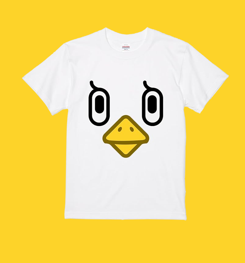 アヒルをイメージした顔でざいんTシャツだよ。
まつ毛がかわいいよ（たぶん）

この変なアニマル フェイスTシャツはコチラのAmazon商品ページからどうぞ！
amazon.co.jp/dp/B08P9L5R9V
#アニマルTシャツ #変なTシャツ SSG
a1800
