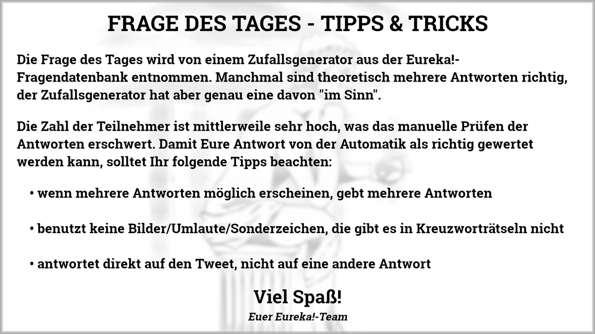EurekaKreuzwort's tweet image. Eureka! Frage des Tages:

"Bootsanlegestelle"

Kategorie: Allgemein
Schwierigkeit: Mittel

＿ T ＿ ＿ 

Lösung als Antwort auf diesen Tweet posten, um auf dem wöchentlichen Scoreboard zu landen!

#Kreuzworträtsel #Quiz #EurekaFrage #Allgemein
