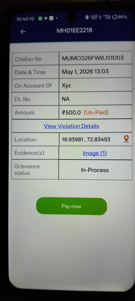 DesignUjair's tweet photo. To,
       @MTPHereToHelp 
My vehicle got a fake challan yesterday I put grievance On MTP app but still it shows in process as I would like to clarify that it was fake fine as neither my vehicle in evidence nor number matching so I think it was a typing mistake! 
Regards 
Ujair https://t.co/l1ExNu9DJ4