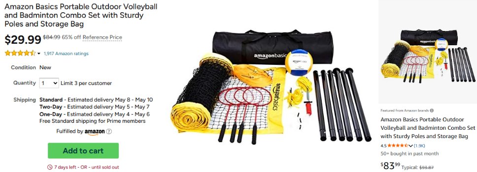 GlitchedDeals's tweet photo. $29 OUTDOOR VOLLEYBALL/BADMINTON NET SET

Bundle includes net, poles, racquets, birdies, and a volleyball

Amazon has the same bundle with carrying bag for $84

Amazon Prime members get free shipping, sold out last time

https://t.co/pQIpcebdrS #ad https://t.co/MStcDVLSGa