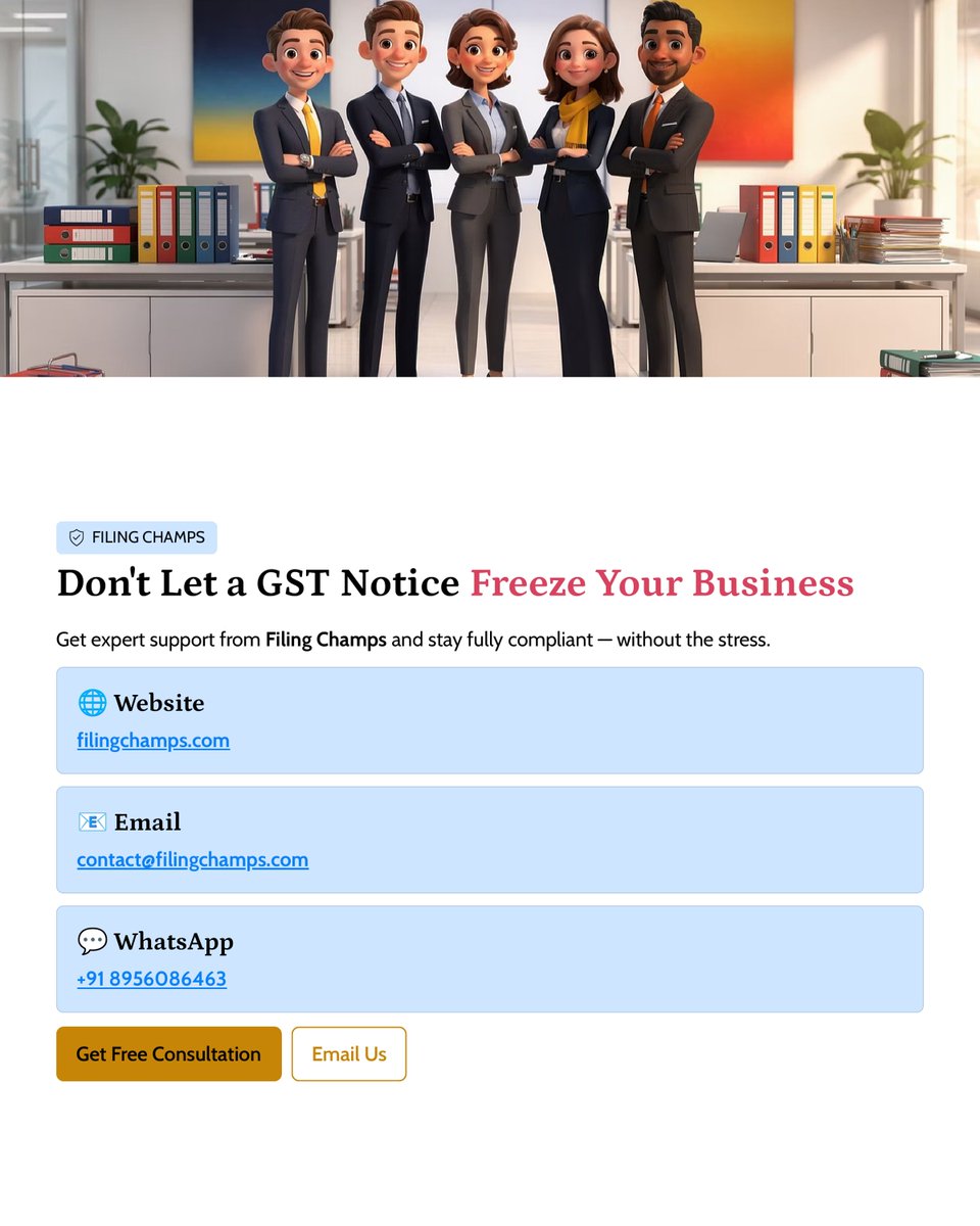 filingchamps's tweet image. 🚨 A company’s bank account was suddenly attached due to a GST demand.

Full PPT 👇
drive.google.com/file/d/10njCb5…

👉 Follow @filingchamps
📞 +91 8956086463
🌐 filingchamps.com

#GST #TaxCompliance #BusinessRisk