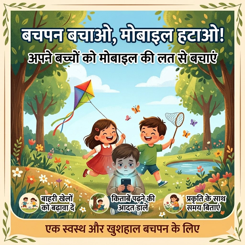 RaghunikaSPoetr's tweet photo. तो वह भी यही सीखेगा।
​प्रकृति से जोड़ें: उन्हें पार्क ले जाएं, पौधों में पानी देना सिखाएं और मिट्टी में खेलने दें।
​याद रखिए, स्मार्टफोन से मिला मनोरंजन क्षणिक है, लेकिन प्रकृति और खेल से मिला विकास जीवन भर साथ रहता है।
​#ChildHealth #DigitalDetox #ParentingTips #SaveChildhood https://t.co/6SE4sq4QoZ