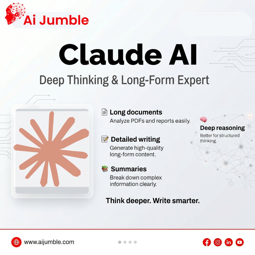 Not every AI tool is built for speed.

Some are built for depth.

Anthropic Claude is great for:
• Long documents
• Deep reasoning
• Summaries
• Long-form writing

Think deeper. Write smarter.

Claude or ChatGPT?

#claudeai #aitools #productivity