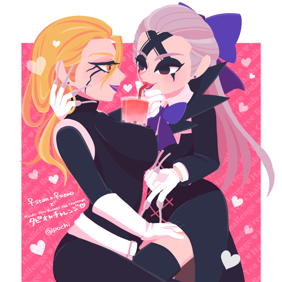 7130_ihcop's tweet photo. ♀スタ♀ゼノでタピオカチャレンジ💕

✖「できるかな、🚬？」
🚬「ああ、できるね」
#stanxeno https://t.co/NHea269wNU