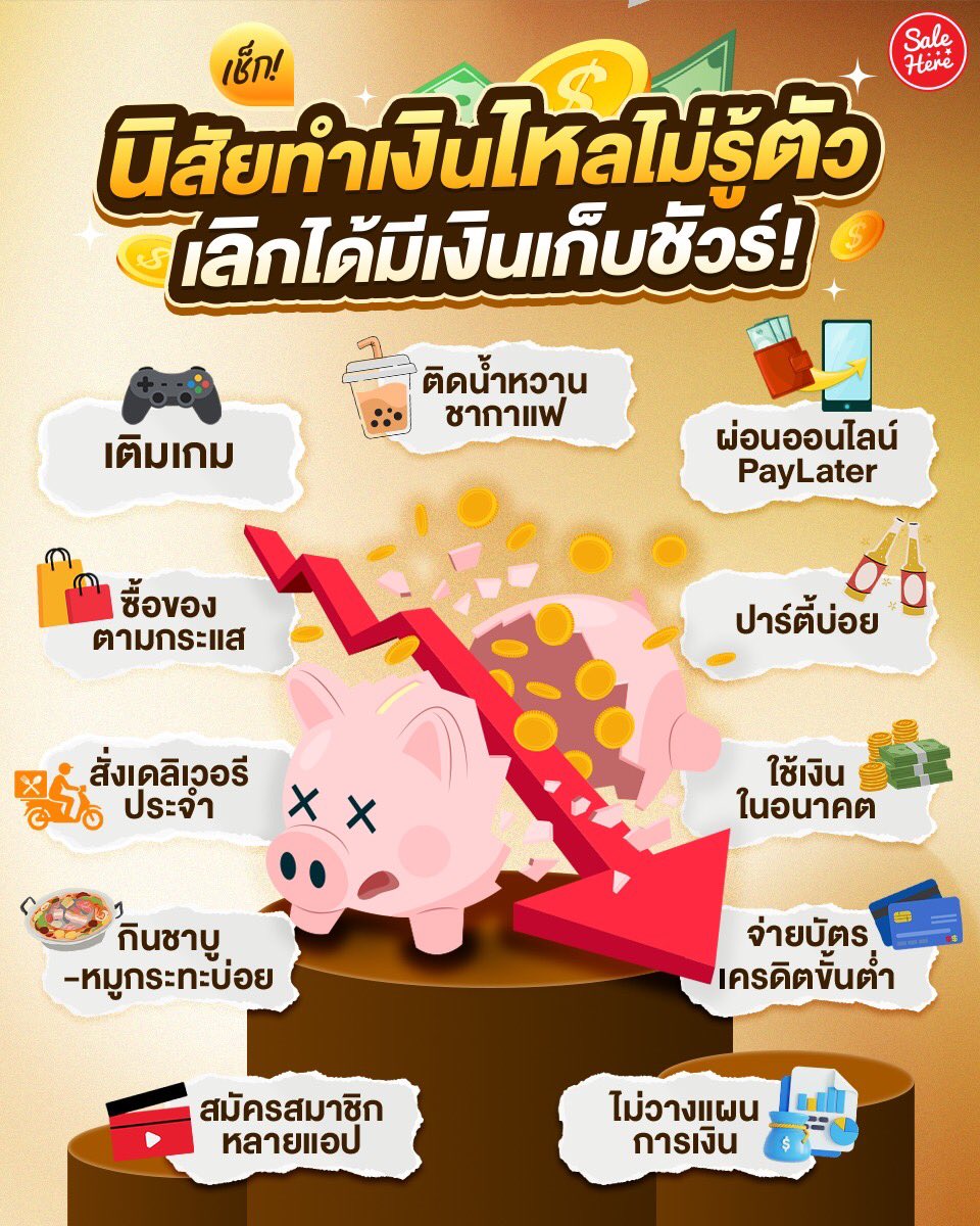 salehere1's tweet image. 📣 สั่งชานมทุกวัน ไถแอปส้มทุกคืน รู้ตัวอีกทีเงินเหลือแค่หลักสิบ! 💸🫠 แอดพาเช็ก! #นิสัยทำเงินไหลไม่รู้ตัว ☝🏻 แชร์เก็บไว้เตือนตัวเอง หรือแท็กเพื่อนมาเช็กด่วน ใครแต้มเยอะสุด สารภาพมาซะดีๆ 💬
.
#SaleHere #เซลเฮียร์ #เทคนิคออมเงิน #วางแผนการเงิน #MoneyTips