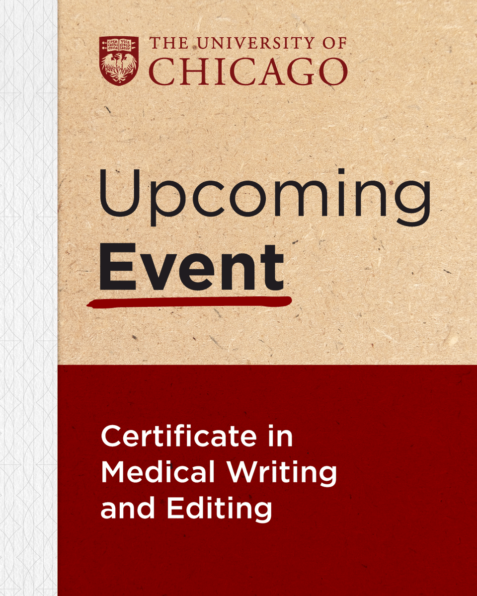 UChicagoProf's tweet photo. Join the Medical Writing and Editing Training Information Session on May 12 (12:00–1:00pm CT), featuring insights from Laura King.    

Reserve your place here: 

https://t.co/jkTIMDq0Vy 

#MedicalCommunications #MedComms #MedicalWriting #ScienceCommunication #MedicalEditing https://t.co/u4HKFuJobe