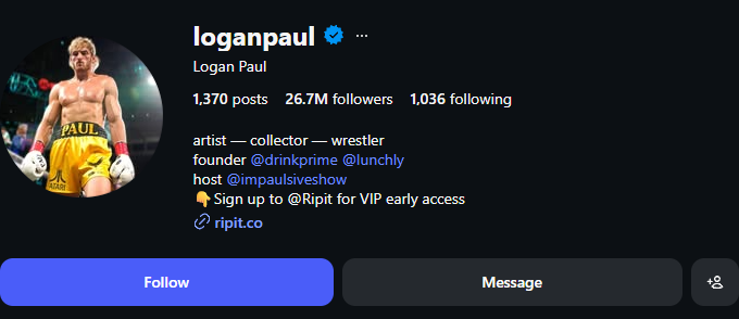 CelebRadar0's tweet image. 🔴 Logan Paul instagram.com/loganpaul Instagram Follower Update
Previous : 26,751,070
Current  : 26,745,318
Change   : -5,752 (lost) in the last 2.7d

#Instagram #Followers #loganpaul #Stats