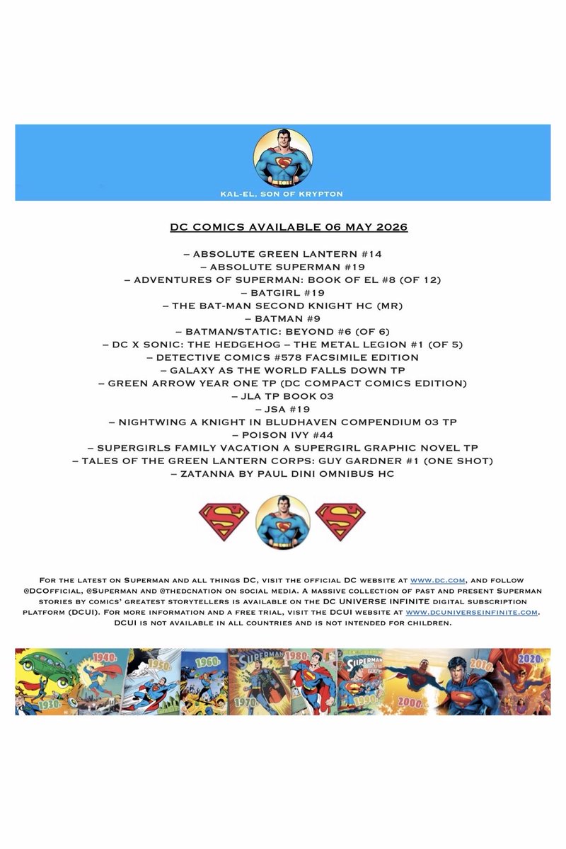 KalElSonOfKrptn's tweet image. DC Comics available 6 May 2026.

#DCComics #AvailableNow  #Superman

dc.com

dc.com/blog/2021/10/1…