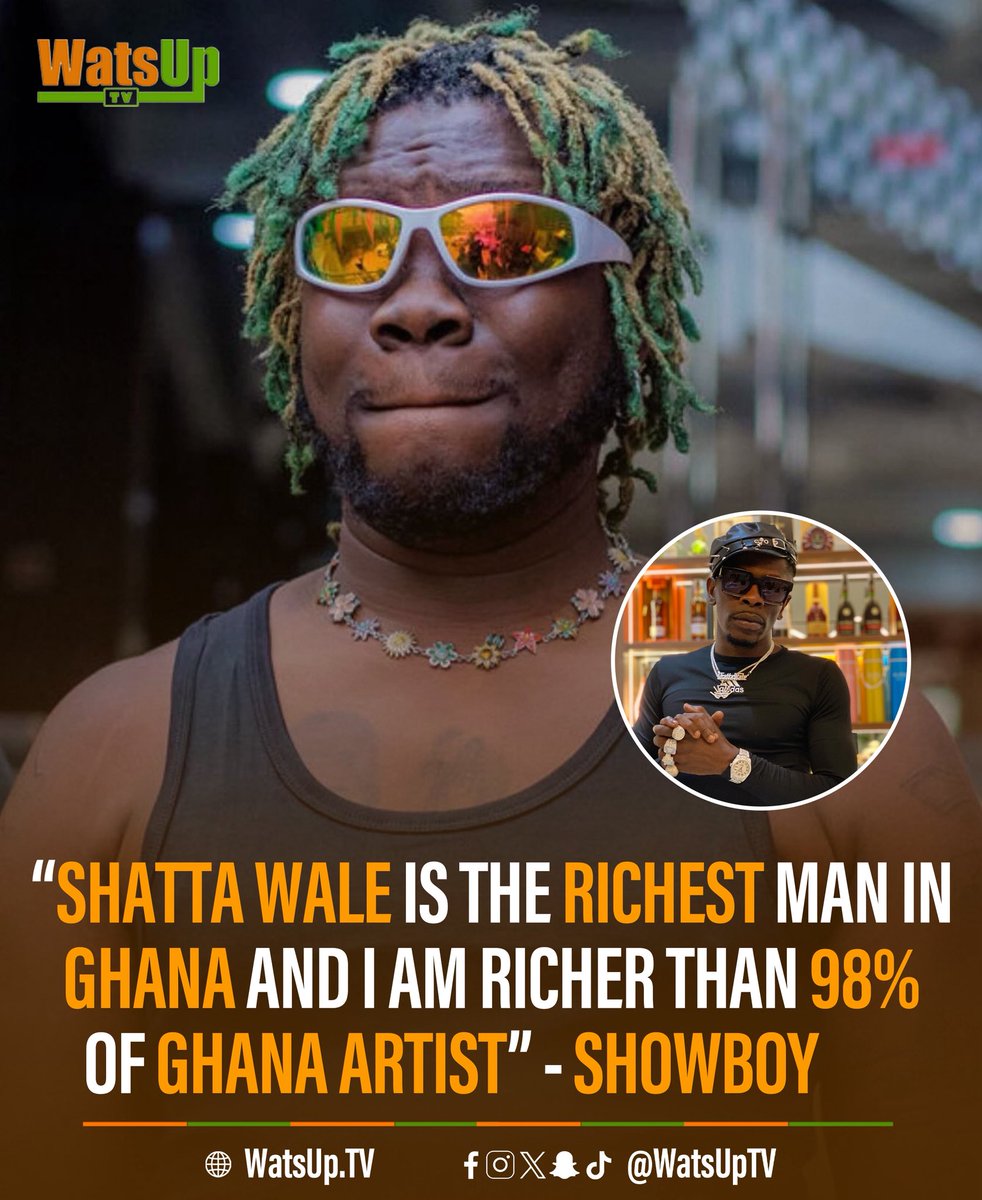 WatsUpTV's tweet photo. @shattawalegh Is The Richest Man In Ghana And I Am Richer Than 98% Of Ghana Artiste " - @2hypeshowboy
#WatsUpTV #WatsUpTVNEWS #DatsWatsUp #shattawale #showboy https://t.co/1aoHH015Di