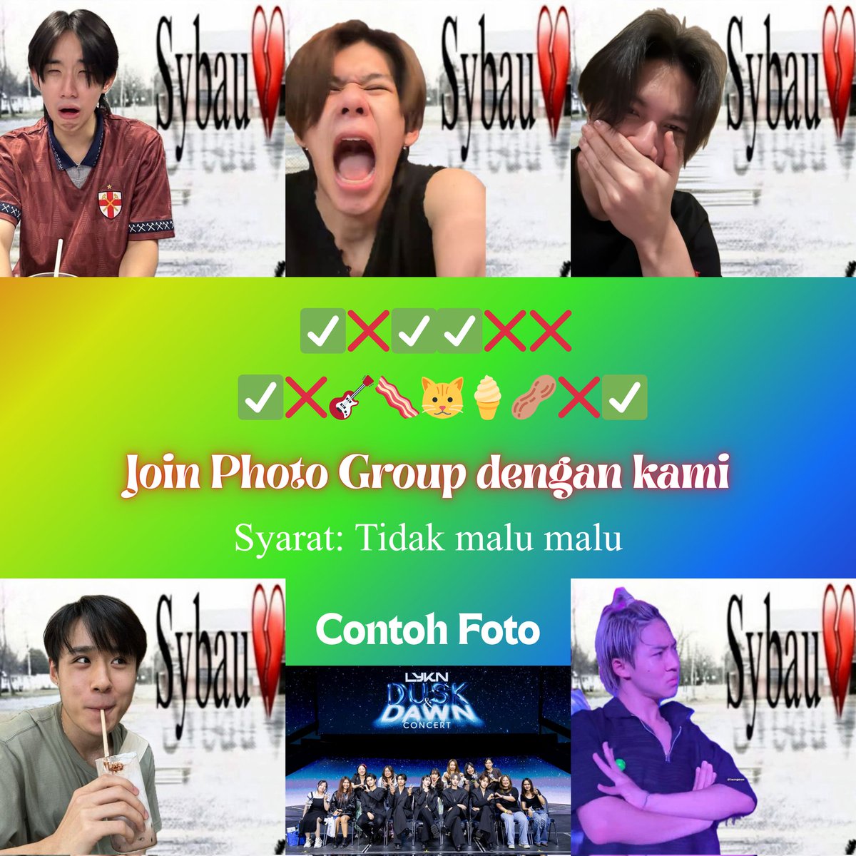 cemeetry's tweet photo. KAKAK-KAKAK PUNTEN IZIN PROMOSI.. BUAT YANG BLM ADA BARENGAN BUAT GROUP PHOTO KONSER LYKN 5:10 BOLEH JOIN YA.. yang avail yang ada tanda checklist.

Disclaimer: Kita sbnrnya ada konsep foto misi rahasia (dispill kalo join)

#LYKNDuskAndDawnxJakarta
#LYKN https://t.co/97647sprHs