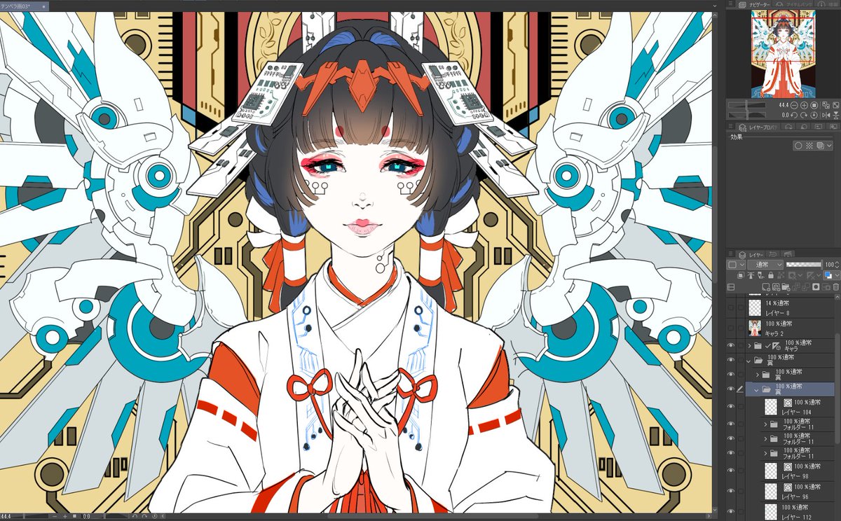 hirousuda's tweet photo. 「電脳巫女天使」テンペラ画の下描きです。アナログでイメージ画を描いてからデジタルで下絵を決め、またアナログ画の石膏キャンバスに転写しております。良い絵にしたいです！！ https://t.co/KKbADxpmjV