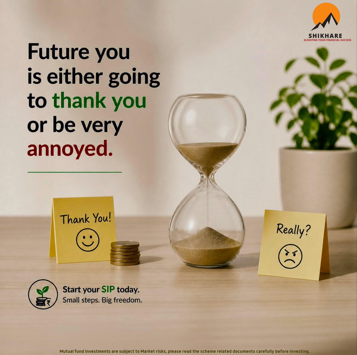 mukesh_shikhare's tweet image. "Future you is either going to thank you or be very annoyed." ⏳ Make the choice easy. Start your SIP today and build that financial freedom. 🌱💸 

#SIP #Wealth