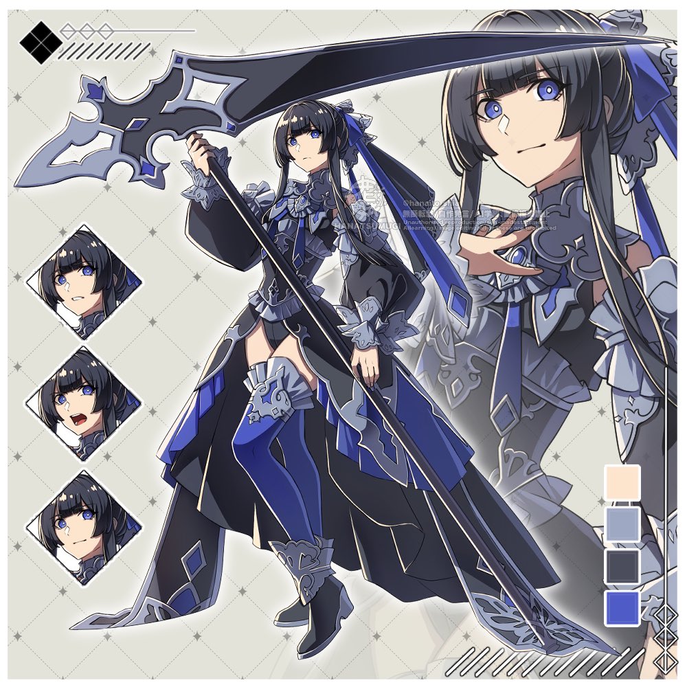 hanaito_shia's tweet image. 黒鎌の姫騎士風キャラデザ(opt実績)
#illustration