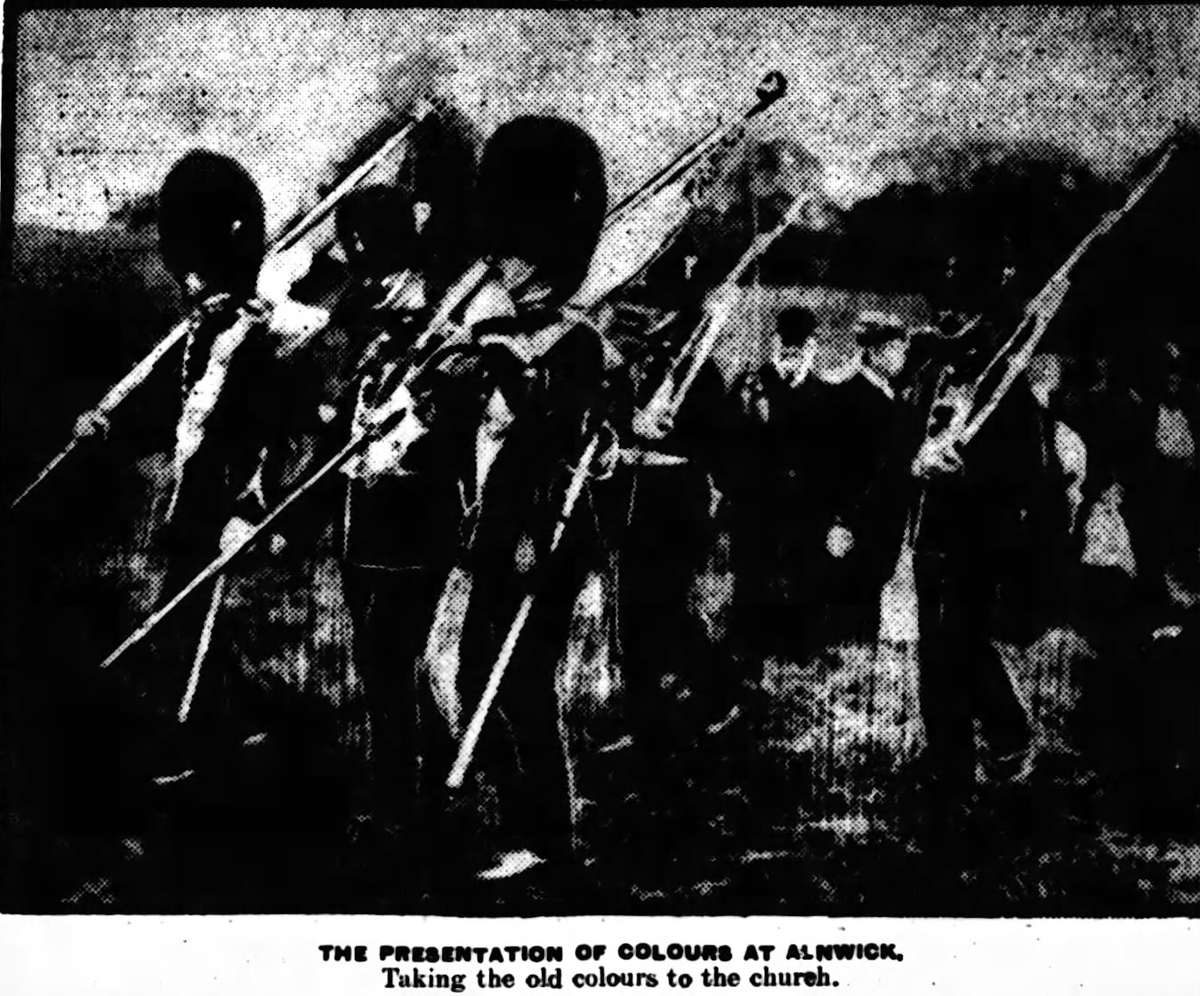 TyneSnapper's tweet image. #Alnwick The laid up Queen Colours of the Northumberland Infantry Militia in St Michael's Church Alnwick. Photographed on this day 3rd May 2017.  Scans from the Newcastle Daily Chronicle of 16th July 1909.