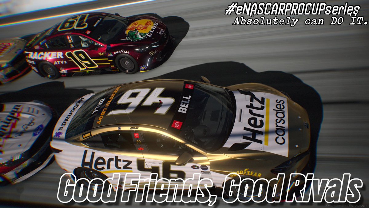 turn_29's tweet photo. 【共に頂へ】
今季は @HaruGTspec 率いる @sstart0511 が19号車と46号車の @souto_KS392 が2勝ずつ勝利している。プレーオフ進出は間違いない情勢で無類の強さを誇る。レギュラーシーズンチャンプ争いもこの2人が争っており、どういった展開になるのか要注目だ。
#eNASCARPROCUPseries
#eNASCAR_GT7 https://t.co/MXCVakBs05