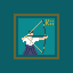 kiikey_1's tweet image. ドットピクト：今日の32ピクセル
弓

弓道、スタンドの矢と弓をイメージ
#ドット絵 #pixelart