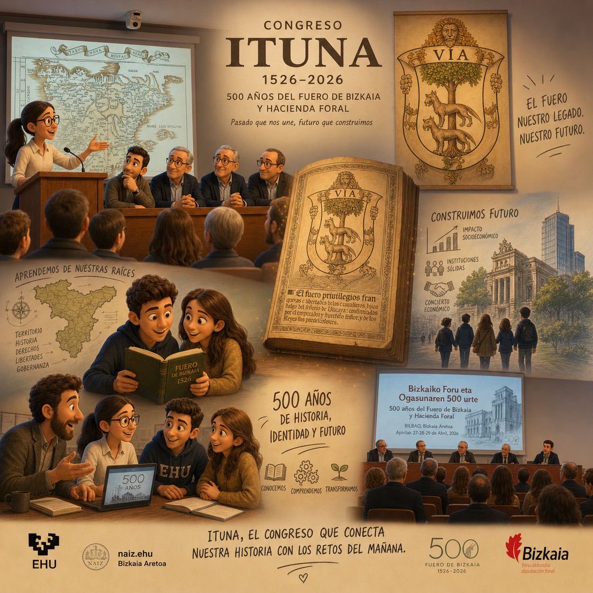 laplayaehu's tweet photo. 500 años no son solo historia, son estructura.
Estos días en el Congreso Ituna hemos vuelto a mirar al
Fuero de Bizkaia no como una reliquia, sino como un sistema vivo: una arquitectura jurídica que sigue explicando cómo entendemos hoy el https://t.co/R4v1BWBAkN