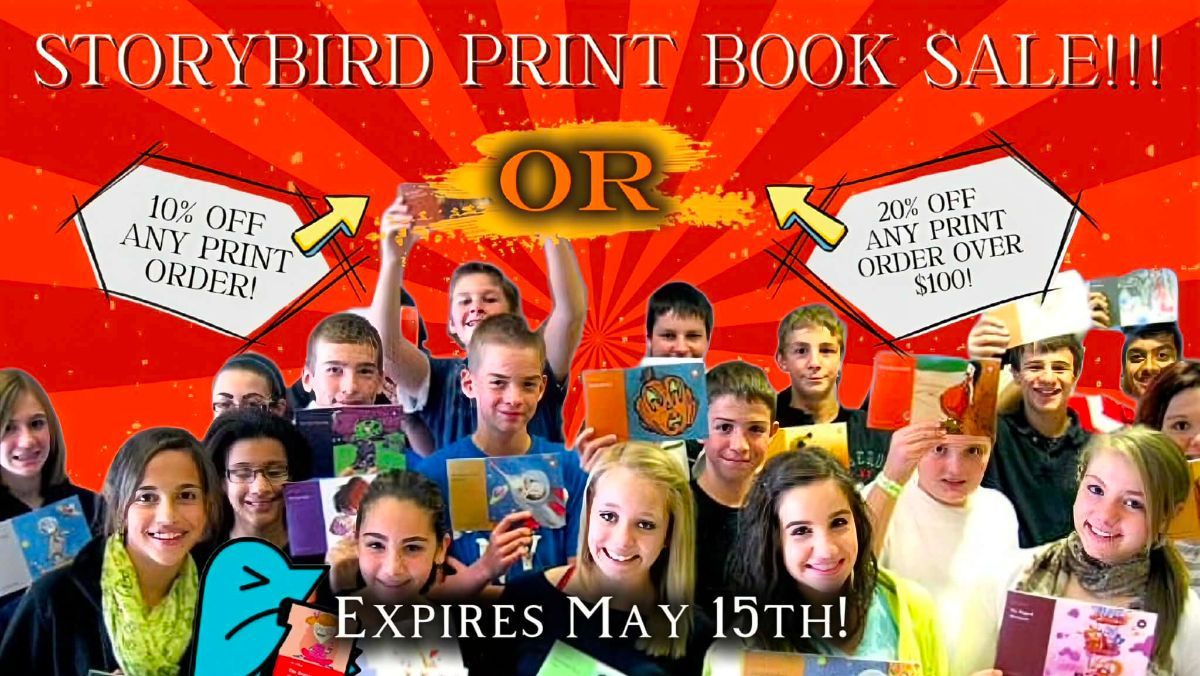 Storybird's tweet image. For a limited time, we’re offering special discounts on Storybird book printing: 10% off any book print order or 20% off print orders over $100 #Sale #Print

social.storybird.com/blogentry/prin…