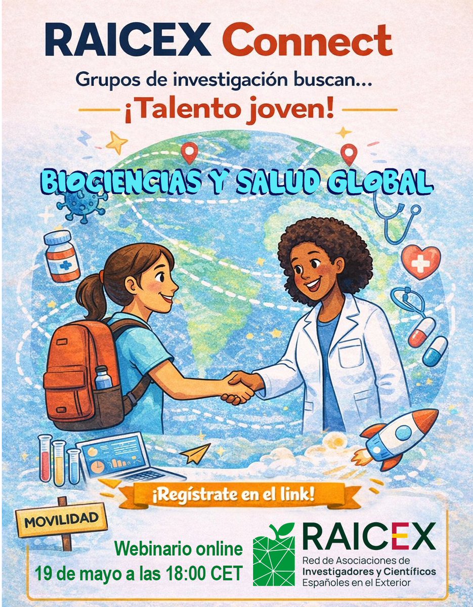 raicex_es's tweet photo. 🧬 ¿Te gustaría investigar en biociencias en el extranjero?
En #RAICEXCONNECT – Biociencias y Salud Global conocerás investigadores españoles que lideran grupos en universidades internacionales.
🧪 Biomedicina
🧬 Genómica
🧠 Neurociencia
🎗 Oncología
🌍 Salud pública https://t.co/m5ikTnsKcv