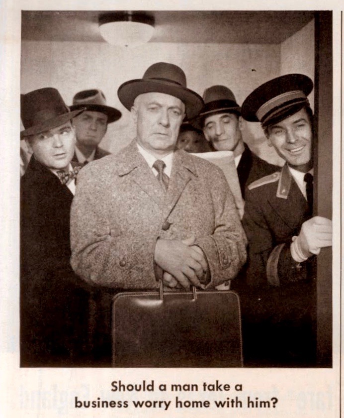 LRonLacy's tweet image. In #MAY 1953
‘Should a man take a business worry home with him?’
#elevator #businessman #anxiety #mensfashion #1950s