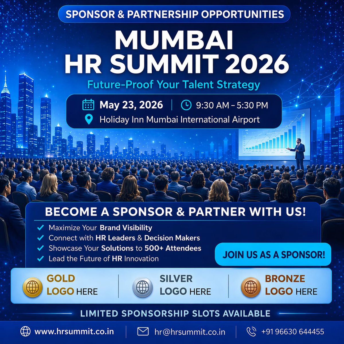 InstituteofHRD's tweet image. Mumbai HR Summit 2026, will be held on May 23, 2026, on the theme Reimagining Talent Management in a Digital Age at Mumbai. If you wish to partner, please contact us today. To know more about the event
visit hrsummit.co.in
#MHRS2026, #Mumbai, #HR, #Summit, #Innovation